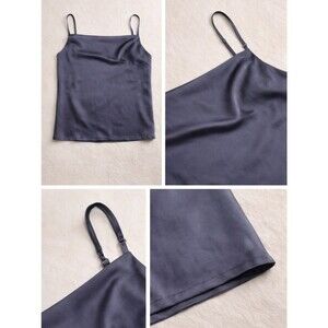 Dress Forum Navy Satin-Look Cami with Slim Straps